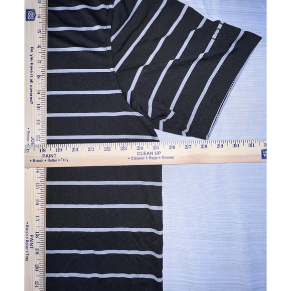 PGA Tour Golf Polo Men's Large Black With White Stripes Performance Short Sleeve - Picture 9 of 12